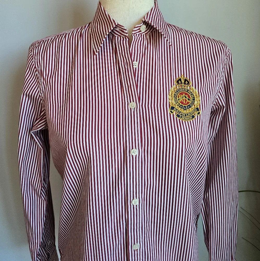 Ralph Lauren, LRL Relaxed Fit Striped Broadcloth Crest Logo Shirt, Size XS - Picture 4 of 11
